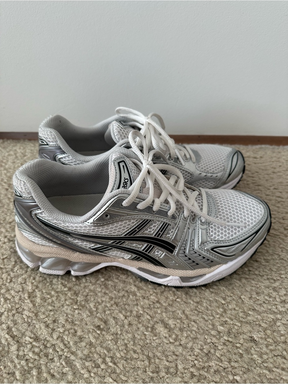 Asics Women's White and Silver Running Shoes